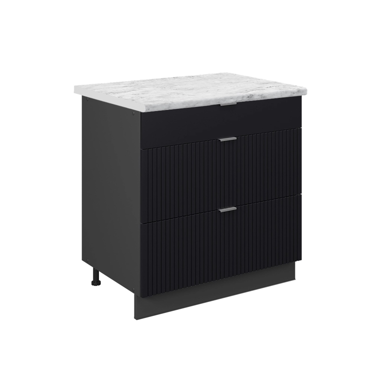 Vicco Küchenunterschrank Fame-Line Schwarz Gestreift 80 cm mit 3 Schubladen AP Marmor mit Anthrazit Korpus Vicco Küchenunterschrank Fame-Line Schwarz Gestreift 80 cm mit 3 Schubladen AP Marmor mit Anthrazit Korpus von Vicco