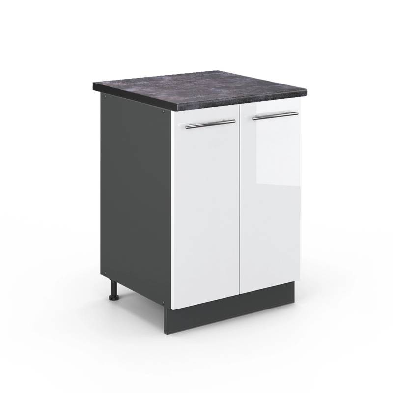 Vicco Küchenunterschrank Fame-Line Weiß Hochglanz/Anthrazit 60 cm AP Anthrazit von Vicco