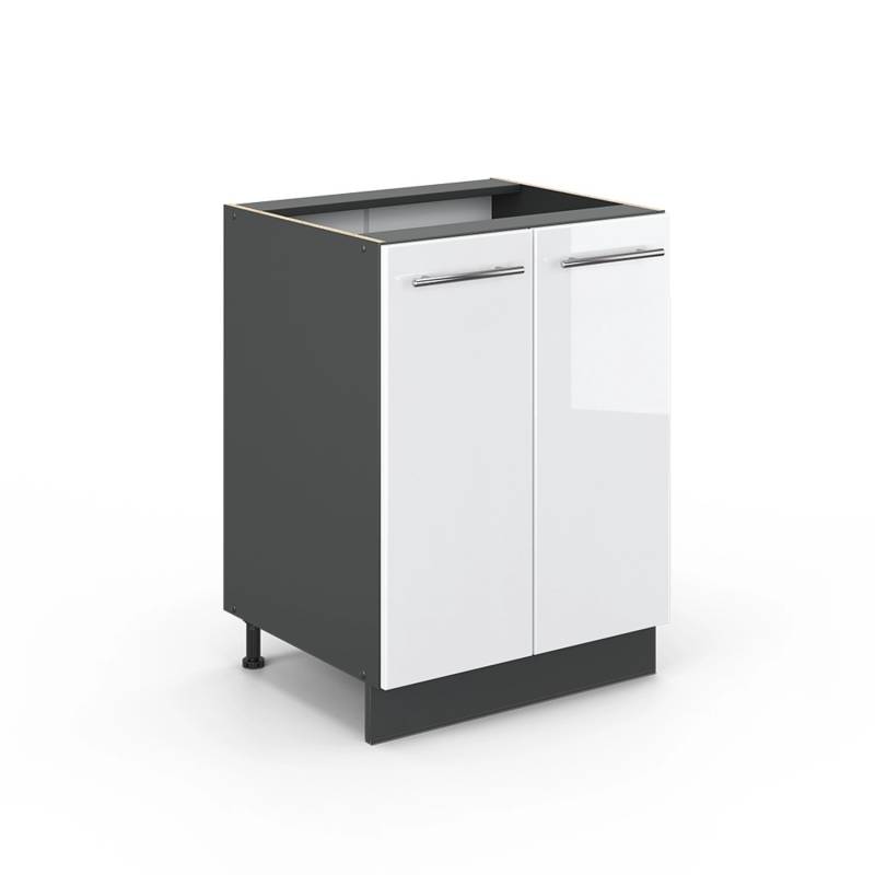 Vicco Küchenunterschrank Fame-Line Weiß Hochglanz/Anthrazit 60 cm ohne Arbeitsplatte von Vicco