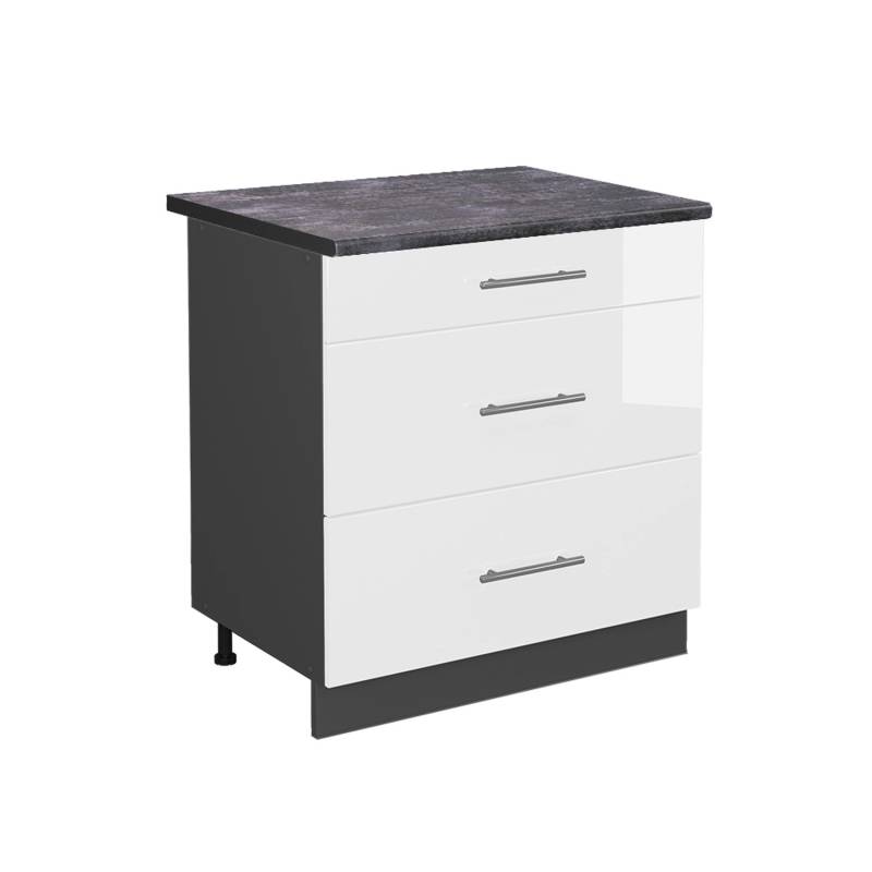 Vicco Küchenunterschrank Fame-Line Weiß Hochglanz/Anthrazit 80 cm mit 3 Schubladen AP Anthrazit Vicco Küchenunterschrank Fame-Line Weiß Hochglanz/Anthrazit 80 cm mit 3 Schubladen AP Anthrazit von Vicco