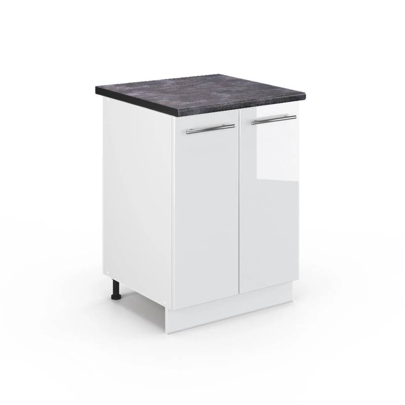 Vicco Küchenunterschrank Fame-Line Weiß Hochglanz/Weiß 60 cm AP Anthrazit von Vicco