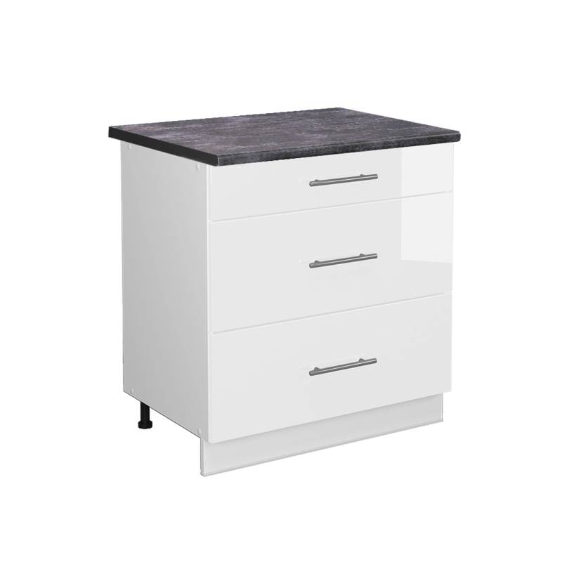 Vicco Küchenunterschrank Fame-Line Weiß Hochglanz/Weiß 80 cm mit 3 Schubladen AP Anthrazit Vicco Küchenunterschrank Fame-Line Weiß Hochglanz/Weiß 80 cm mit 3 Schubladen AP Anthrazit von Vicco