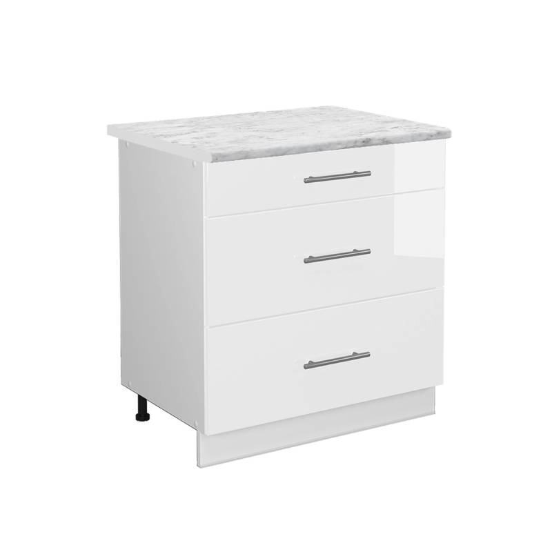 Vicco Küchenunterschrank Fame-Line Weiß Hochglanz/Weiß 80 cm mit 3 Schubladen AP Marmor Vicco Küchenunterschrank Fame-Line Weiß Hochglanz/Weiß 80 cm mit 3 Schubladen AP Marmor von Vicco