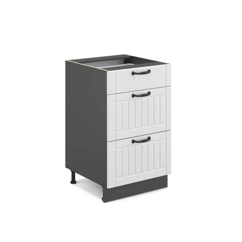 Vicco Küchenunterschrank Fame-Line Weiß Landhaus/Anthrazit 50 cm ohne Arbeitsplatte von Vicco