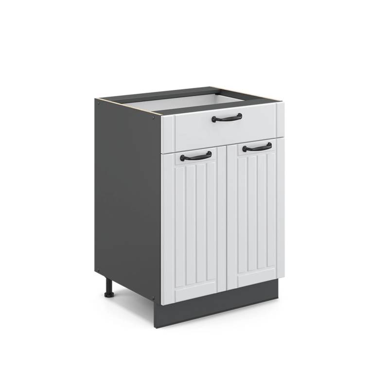 Vicco Küchenunterschrank Fame-Line Weiß Landhaus/Anthrazit 60 cm mit Schublade ohne Arbeitsplatte von Vicco