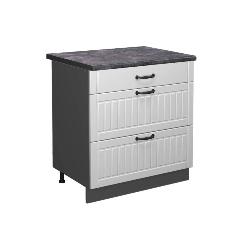Vicco Küchenunterschrank Fame-Line Weiß Landhaus/Anthrazit 80 cm mit 3 Schubladen AP Anthrazit Vicco Küchenunterschrank Fame-Line Weiß Landhaus/Anthrazit 80 cm mit 3 Schubladen AP Anthrazit von Vicco
