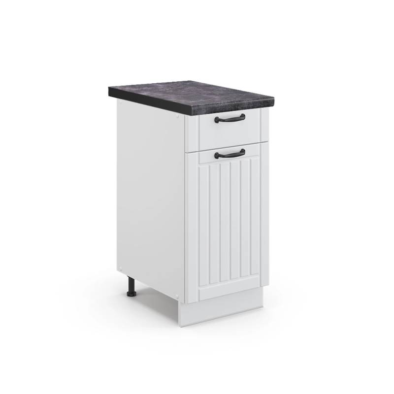 Vicco Küchenunterschrank Fame-Line Weiß Landhaus/Weiß 40 cm AP Anthrazit von Vicco