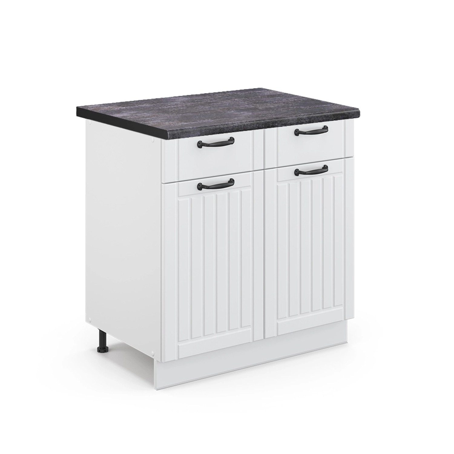 Vicco Küchenunterschrank Fame-Line Weiß Landhaus/Weiß 80 cm AP Anthrazit Vicco Küchenunterschrank Fame-Line Weiß Landhaus/Weiß 80 cm AP Anthrazit von Vicco