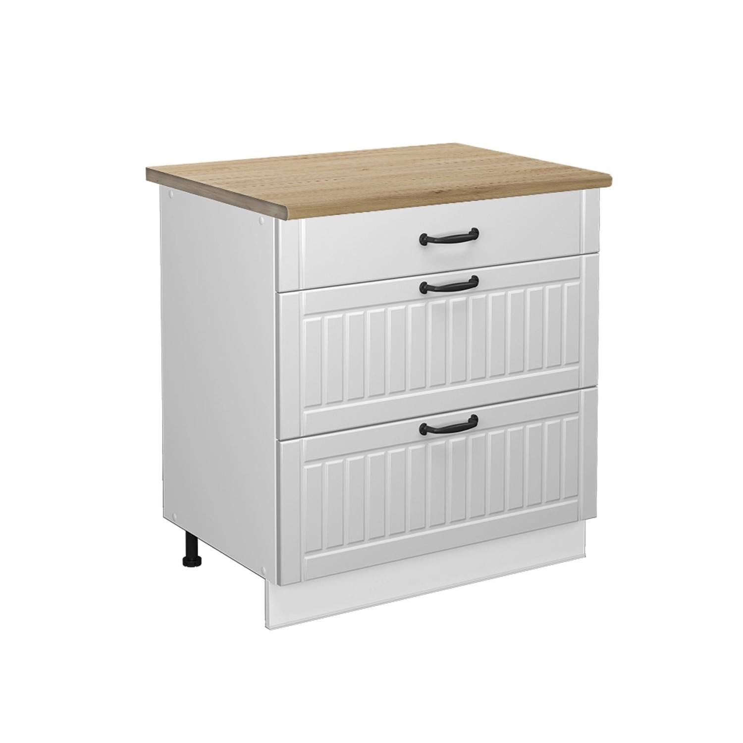 Vicco Küchenunterschrank Fame-Line Weiß Landhaus/Weiß 80 cm mit 3 Schubladen AP Eiche Vicco Küchenunterschrank Fame-Line Weiß Landhaus/Weiß 80 cm mit 3 Schubladen AP Eiche von Vicco