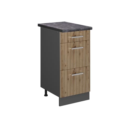 Vicco Küchenunterschrank R-Line, Artisan-Eiche/Anthrazit, 40 cm mit Schubladen, AP Anthrazit Vicco Küchenunterschrank R-Line, Artisan-Eiche/Anthrazit, 40 cm mit Schubladen, AP Anthrazit von Vicco