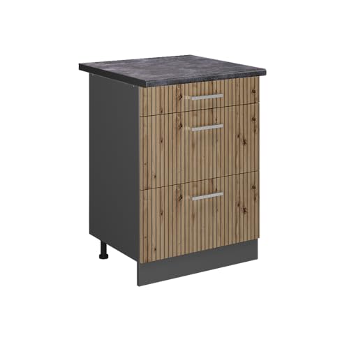 Vicco Küchenunterschrank R-Line, Artisan-Eiche/Anthrazit, 60 cm mit Schubladen, AP Anthrazit Vicco Küchenunterschrank R-Line, Artisan-Eiche/Anthrazit, 60 cm mit Schubladen, AP Anthrazit von Vicco