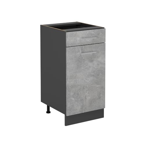Vicco Küchenunterschrank R-Line, Schubladenschrank für die Küche, Beton, 40 cm ohne Arbeitsplatte von Vicco