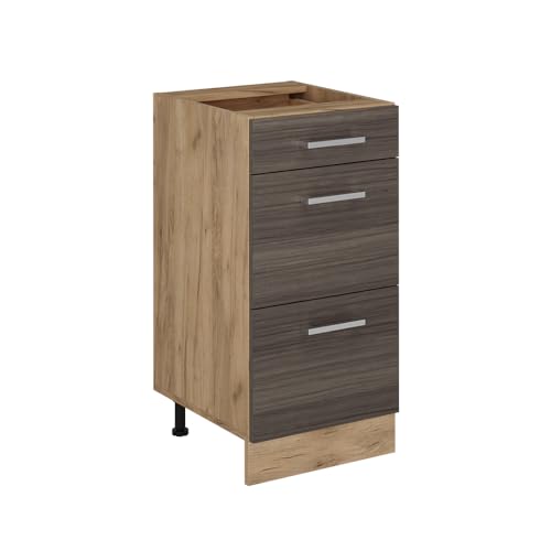 Vicco Küchenunterschrank R-Line, Edelgrau, 40 cm mit Schubladen, ohne Arbeitsplatte von Vicco
