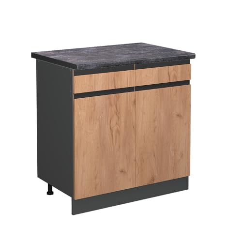 Vicco Küchenunterschrank R-Line, Goldkraft Eiche/Anthrazit, 80 cm, AP Anthrazit Vicco Küchenunterschrank R-Line, Goldkraft Eiche/Anthrazit, 80 cm, AP Anthrazit von Vicco