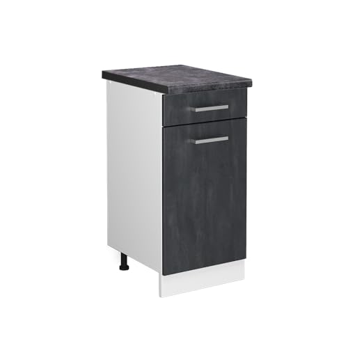 Vicco Küchenunterschrank R-Line, Schubladenschrank für die Küche, Schwarz Beton, 40 cm AP Anthrazit von Vicco