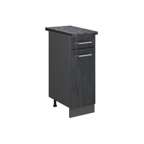 Vicco Küchenunterschrank R-Line, Schubladenschrank für die Küche, Schwarz Beton, 30 cm AP Anthrazit von Vicco