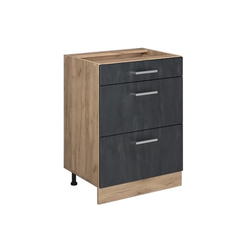 Vicco Küchenunterschrank R-Line, Schwarz Beton, 60 cm ohne Arbeitsplatte von Vicco