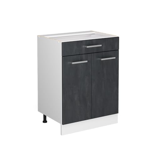 Vicco Küchenunterschrank R-Line, Schwarz Beton, 60 cm ohne Arbeitsplatte von Vicco
