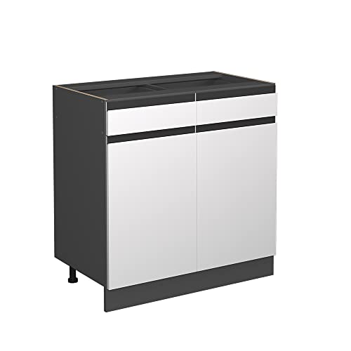 Vicco Küchenunterschrank R-Line, Weiß/Anthrazit, 80 cm J-Shape, ohne Arbeitsplatte von Vicco