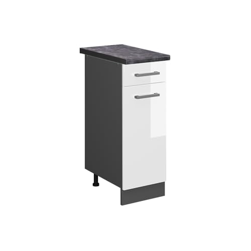 Vicco Küchenunterschrank R-Line, Weiß Hochglanz/Anthrazit, 30 cm, AP Anthrazit Vicco Küchenunterschrank R-Line, Weiß Hochglanz/Anthrazit, 30 cm, AP Anthrazit von Vicco