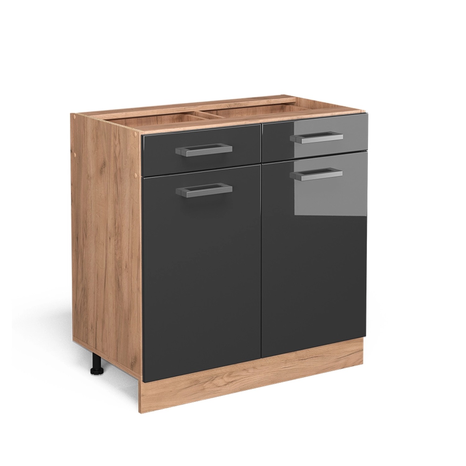 Vicco Küchenunterschrank R-Line Anthrazit Hochglanz/Goldkraft Eiche 80 cm ohne Arbeitsplatte von Vicco
