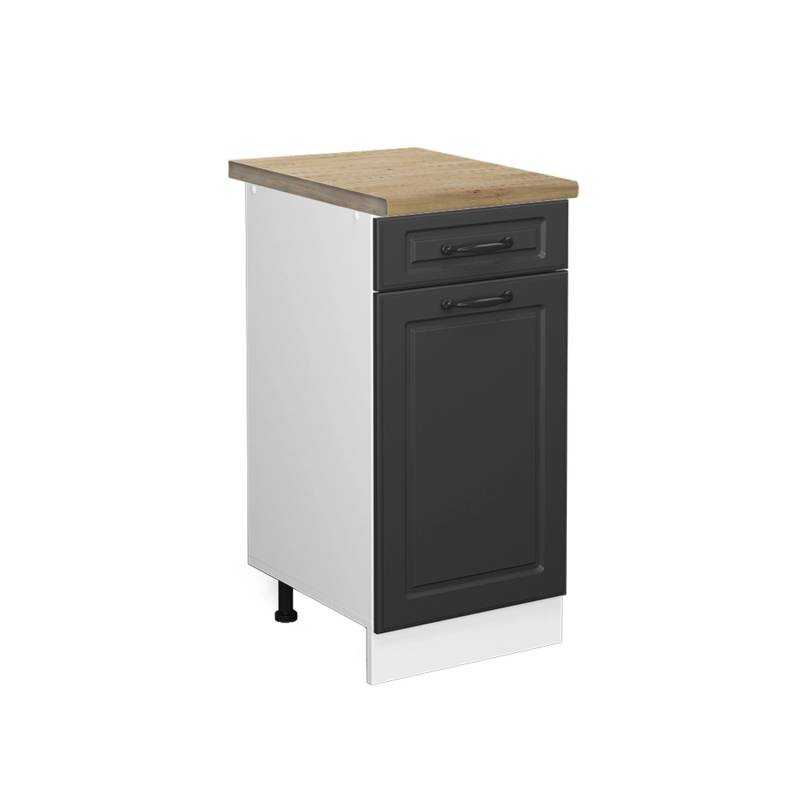 Vicco Küchenunterschrank R-Line Anthrazit Landhaus/Weiß 40 cm AP Eiche von Vicco