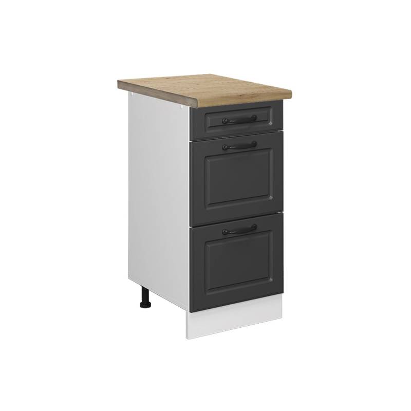 Vicco Küchenunterschrank R-Line Anthrazit Landhaus/Weiß 40 cm mit Schubladen AP Eiche von Vicco