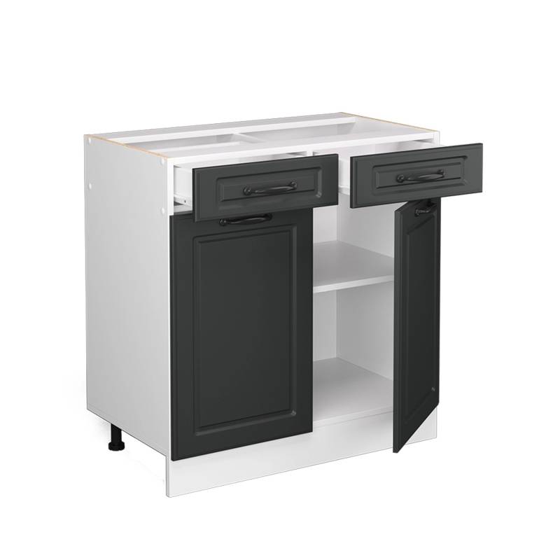 Vicco Küchenunterschrank R-Line Anthrazit Landhaus/Weiß 80 cm AP Eiche von Vicco