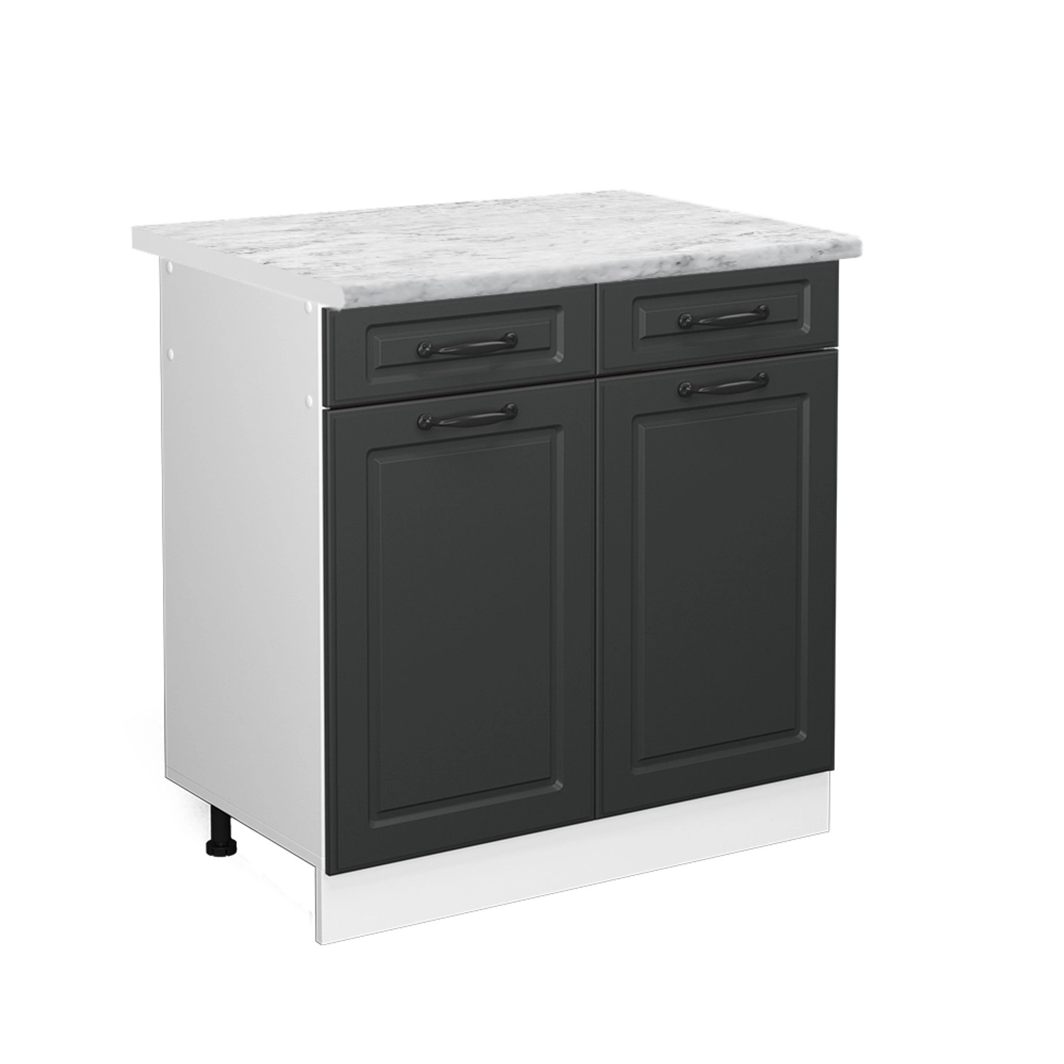 Vicco Küchenunterschrank R-Line Anthrazit Landhaus/Weiß 80 cm AP Marmor von Vicco