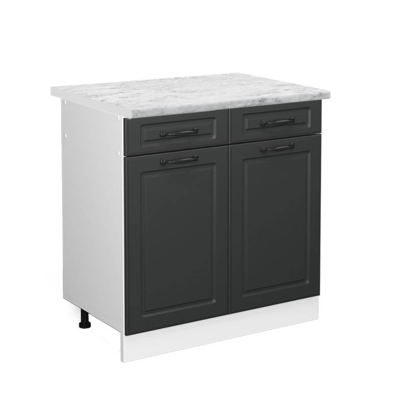 Vicco Küchenunterschrank R-Line Anthrazit Landhaus/Weiß 80 cm AP Marmor von Vicco