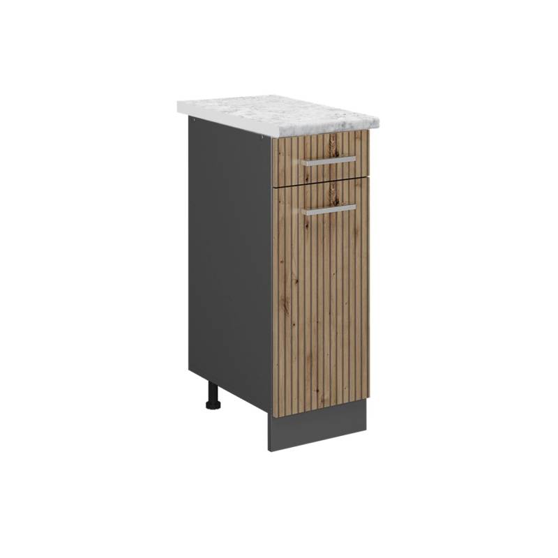 Vicco Küchenunterschrank R-Line Artisan-Eiche/Anthrazit 30 cm AP Marmor von Vicco
