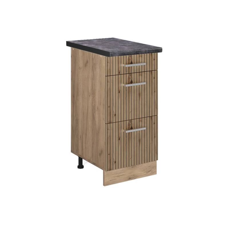 Vicco Küchenunterschrank R-Line Artisan-Eiche/Goldkraft Eiche 40 cm mit Schubladen AP Anthrazit von Vicco