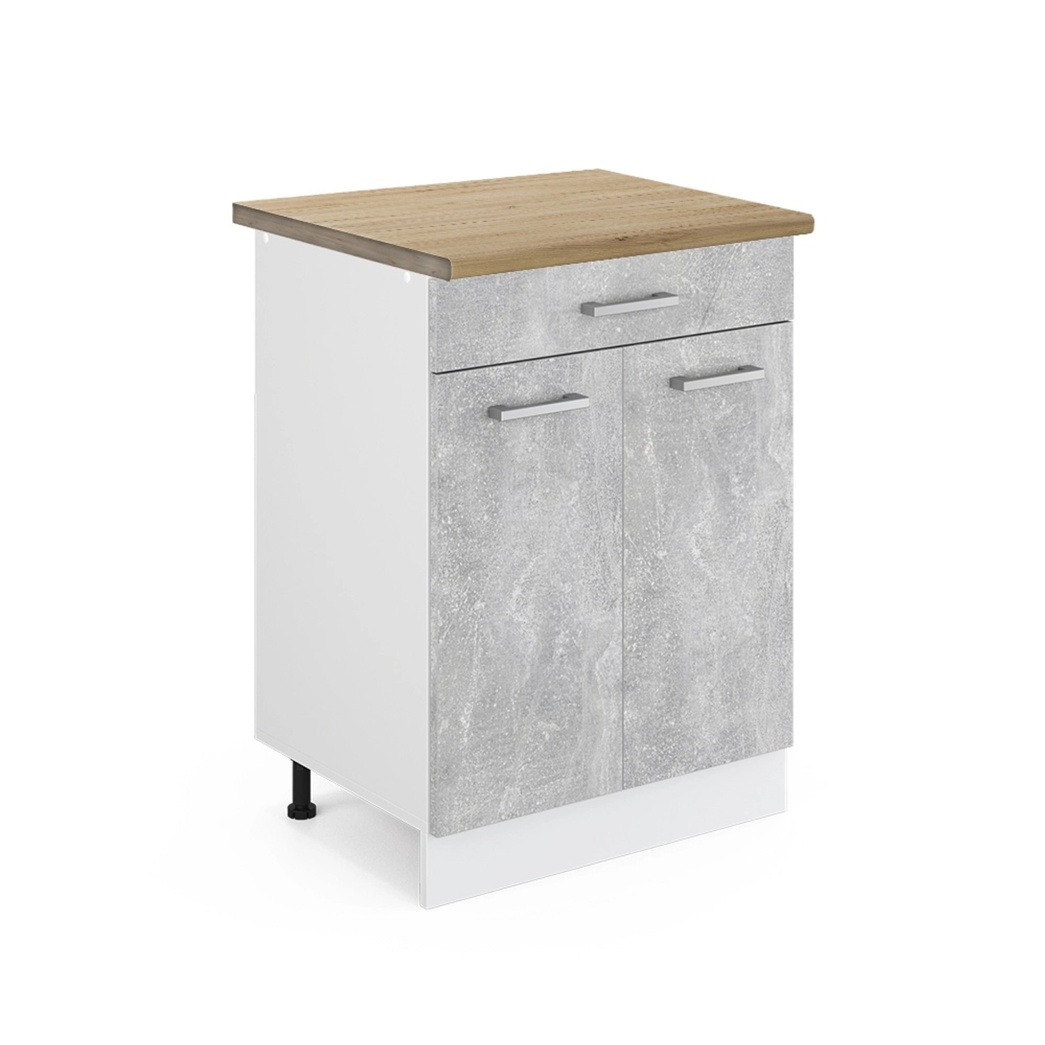 Vicco Küchenunterschrank R-Line Beton/Weiß 60 cm mit Schublade AP Eiche von Vicco