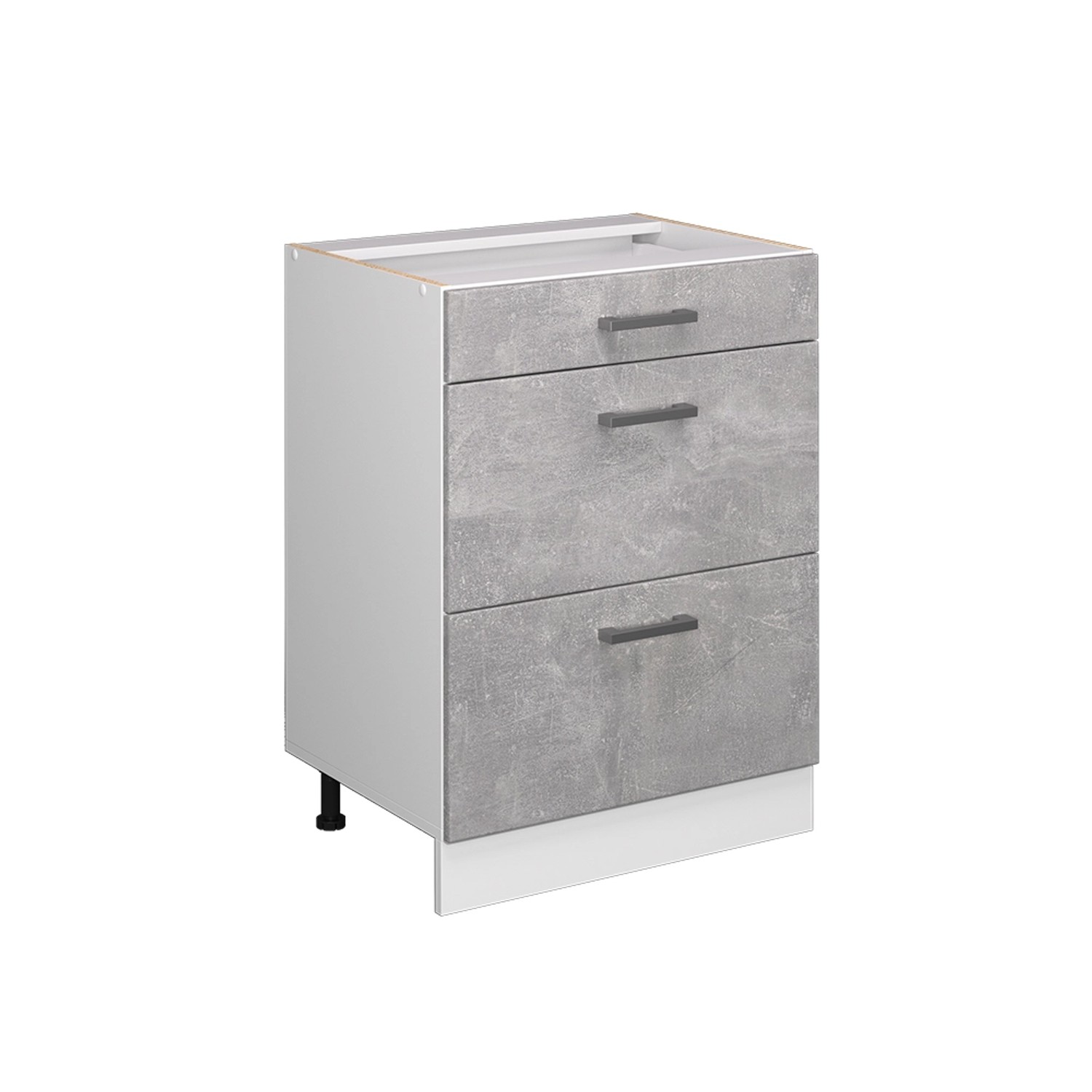 Vicco Küchenunterschrank R-Line Beton/Weiß 60 cm mit Schubladen ohne Arbeitsplatte von Vicco