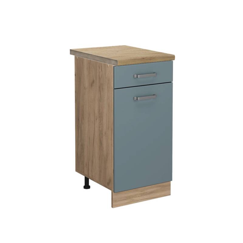 Vicco Küchenunterschrank R-Line Blau-Grau/Goldkraft Eiche 40 cm AP Eiche von Vicco