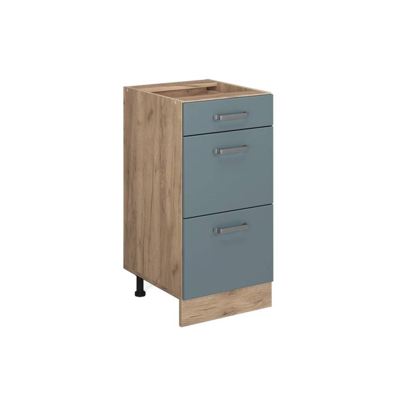 Vicco Küchenunterschrank R-Line Blau-Grau/Goldkraft Eiche 40 cm mit Schubladen ohne Arbeitsplatte von Vicco