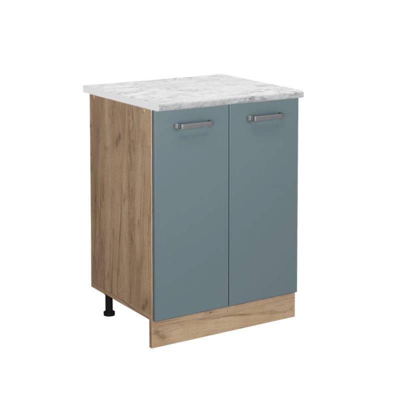 Vicco Küchenunterschrank R-Line Blau-Grau/Goldkraft Eiche 60 cm AP Marmor von Vicco