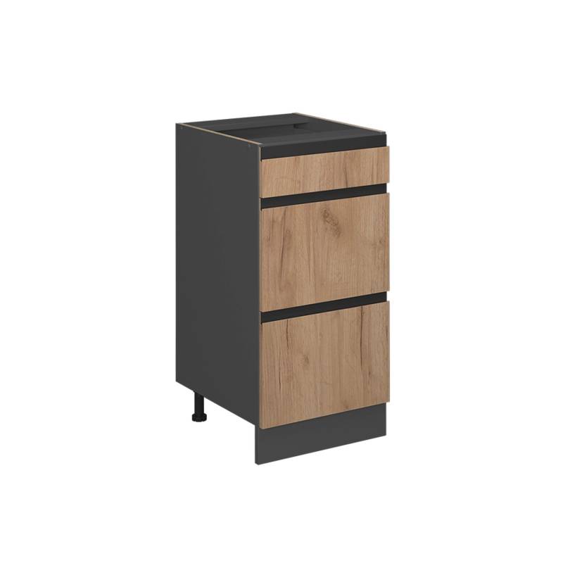 Vicco Küchenunterschrank R-Line Goldkraft Eiche/Anthrazit 40 cm J-Shape mit Schubladen ohne Arbeitsplatte von Vicco