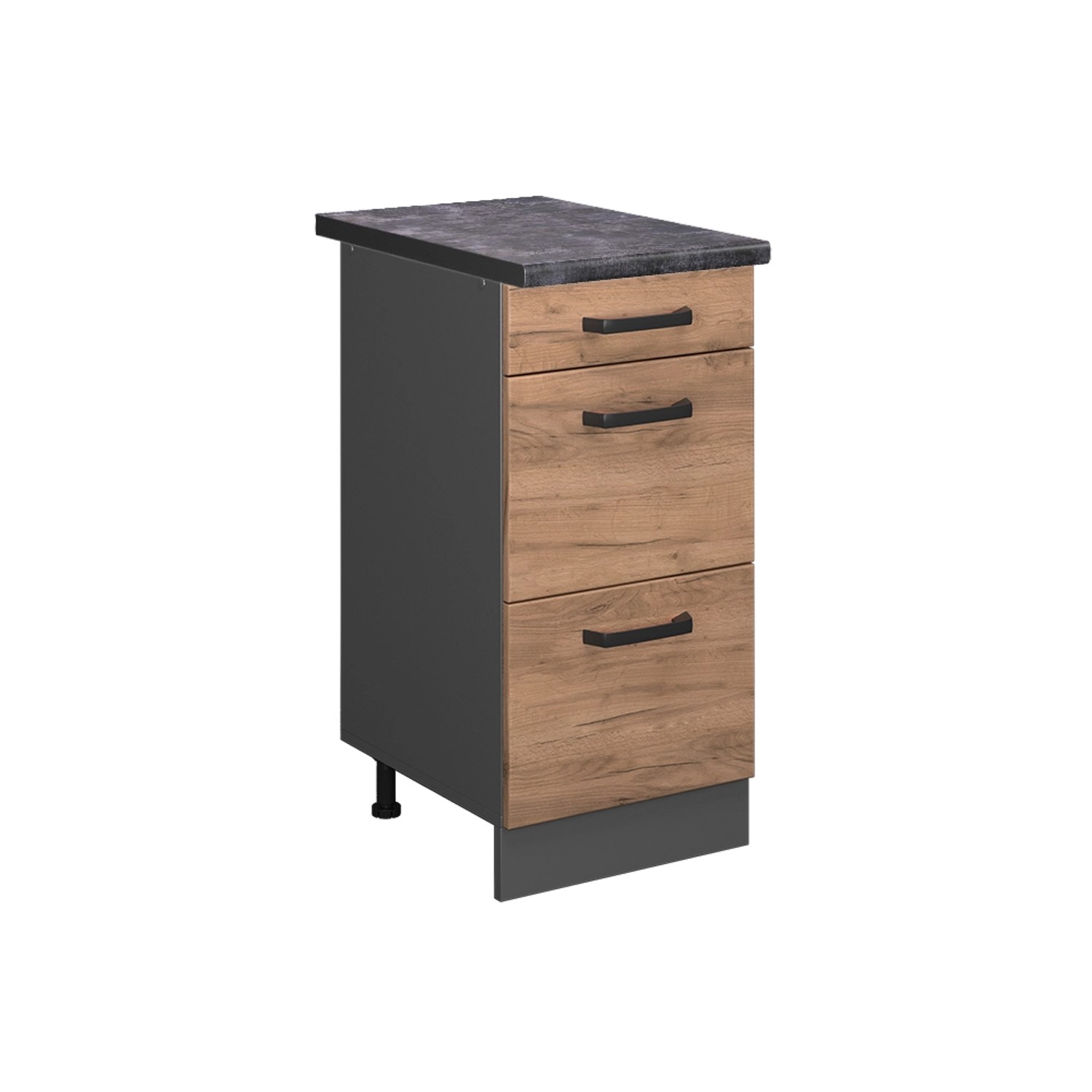Vicco Küchenunterschrank R-Line Goldkraft Eiche/Anthrazit 40 cm mit Schubladen AP Anthrazit von Vicco