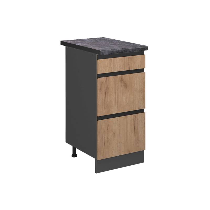 Vicco Küchenunterschrank R-Line Goldkraft Eiche/Anthrazit 40 cm mit Schubladen AP Anthrazit von Vicco