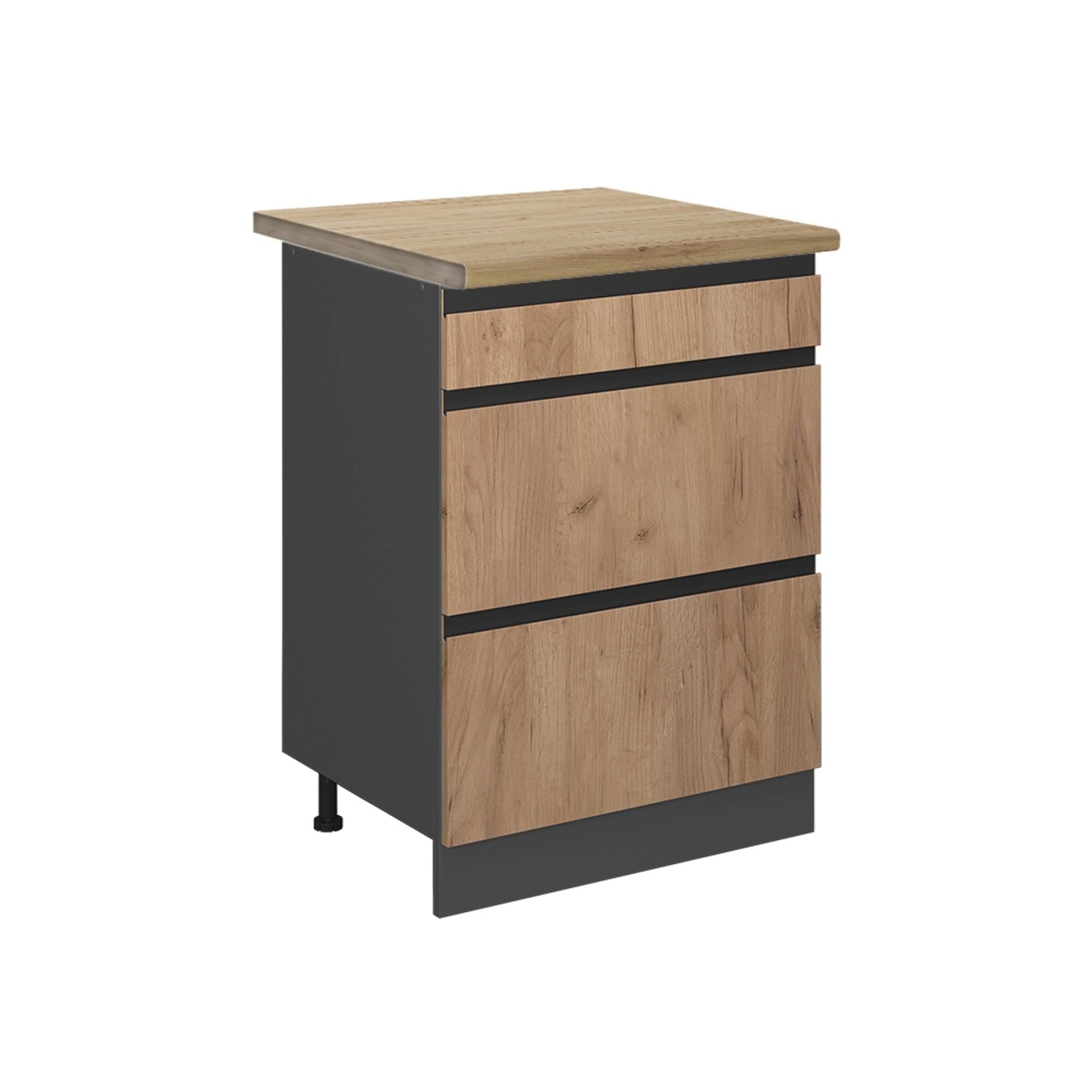 Vicco Küchenunterschrank R-Line Goldkraft Eiche/Anthrazit 60 cm mit Schubladen AP Eiche mit Anthrazit Korpus Vicco Küchenunterschrank R-Line Goldkraft Eiche/Anthrazit 60 cm mit Schubladen AP Eiche mit Anthrazit Korpus von Vicco