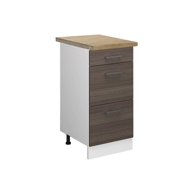 Vicco Küchenunterschrank R-Line Grau/Weiß 40 cm mit Schubladen AP Eiche von Vicco