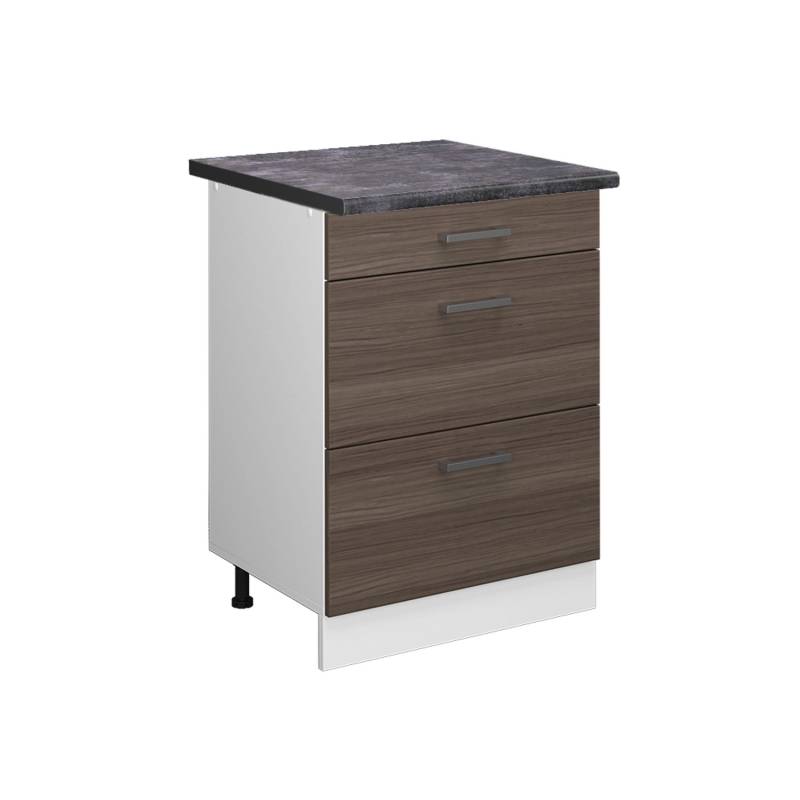 Vicco Küchenunterschrank R-Line Grau/Weiß 60 cm mit Schubladen AP Anthrazit von Vicco