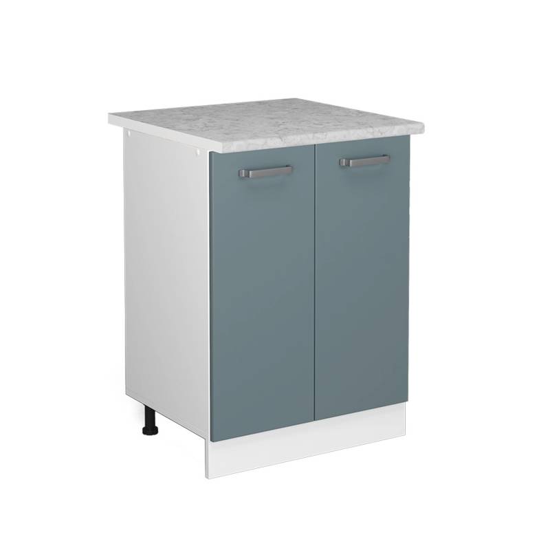 Vicco Küchenunterschrank R-Line Küchenkommode Blau-Grau/Weiß 60 cm AP Marmor von Vicco