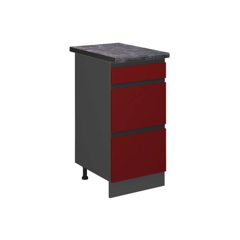 Vicco Küchenunterschrank R-Line Rot/Anthrazit 40 cm mit Schubladen AP Anthrazit von Vicco