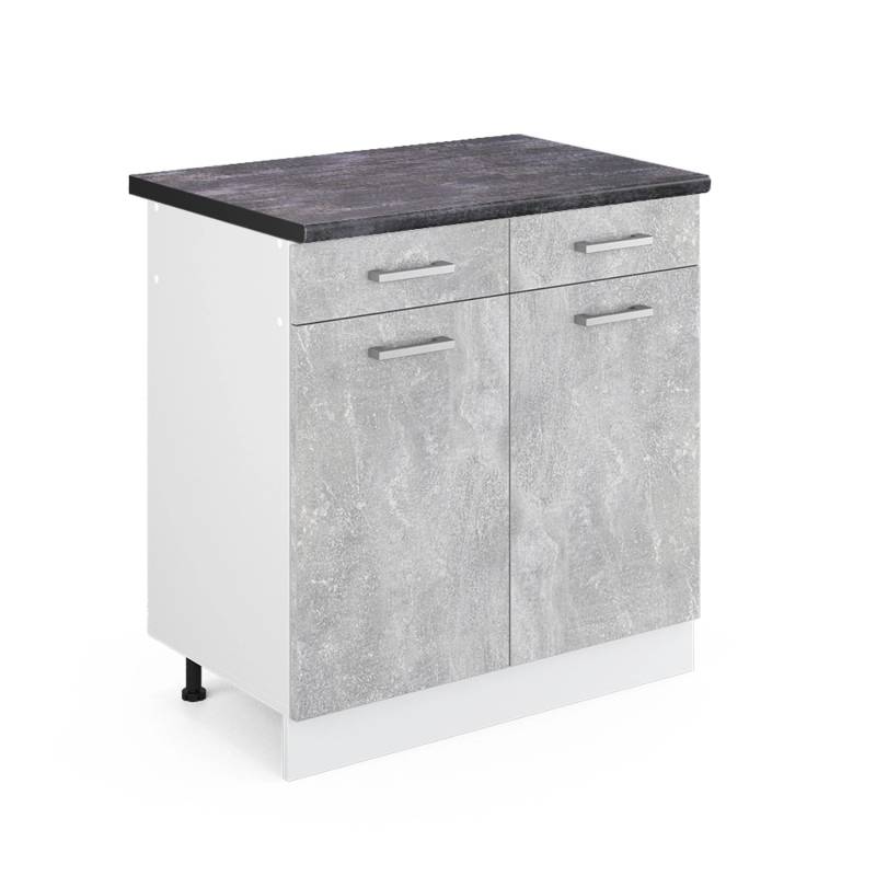 Vicco Küchenunterschrank R-Line Schubladenschrank für die Küche Beton/Weiß 80 cm AP Anthrazit von Vicco