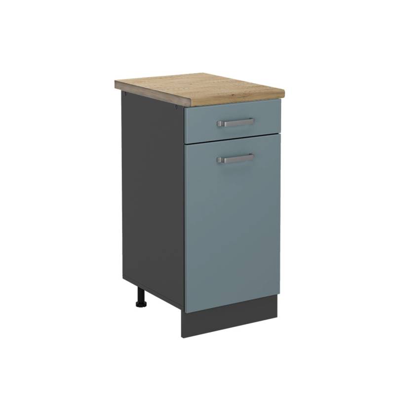 Vicco Küchenunterschrank R-Line Schubladenschrank für die Küche Blau-Grau/Anthrazit 40 cm AP Eiche von Vicco