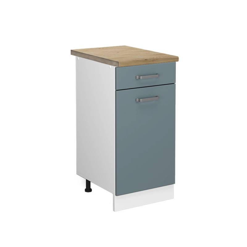 Vicco Küchenunterschrank R-Line Schubladenschrank für die Küche Blau-Grau/Weiß 40 cm AP Eiche von Vicco