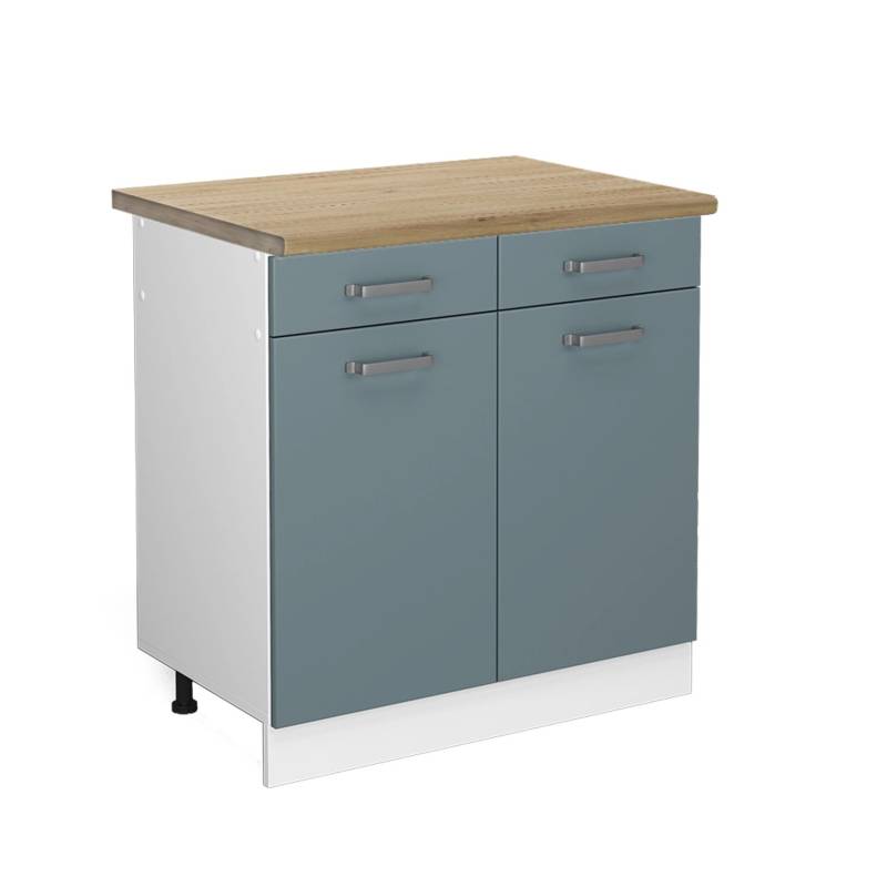 Vicco Küchenunterschrank R-Line Schubladenschrank für die Küche Blau-Grau/Weiß 80 cm AP Eiche von Vicco