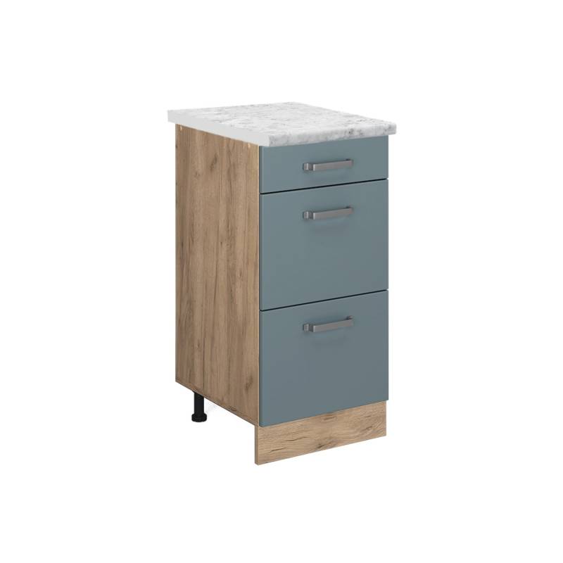 Vicco Küchenunterschrank R-Line Schubladenschrank für die Küche Blau-Grau 40 cm AP Marmor von Vicco
